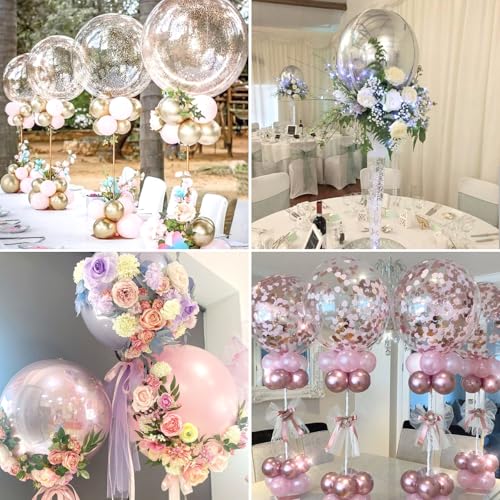 Image of Lightsfever 6 Pack Reusable Acrylic Clear Balloon Stands for Centerpieces