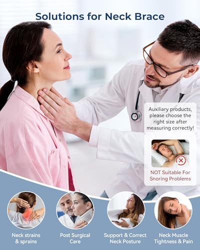 Image of Neck Brace Cervical Collar - Neck Support Brace for Sleeping, Soft Foam Wraps Keep Vertebrae Stable and Aligned for Relief of Cervical Spine Pressure Dark Blue (15.8-18.1 Inch)