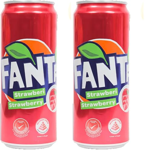 Image of Fanta Strawberry Flavour Soft Drink(Can) (Pack of 2)