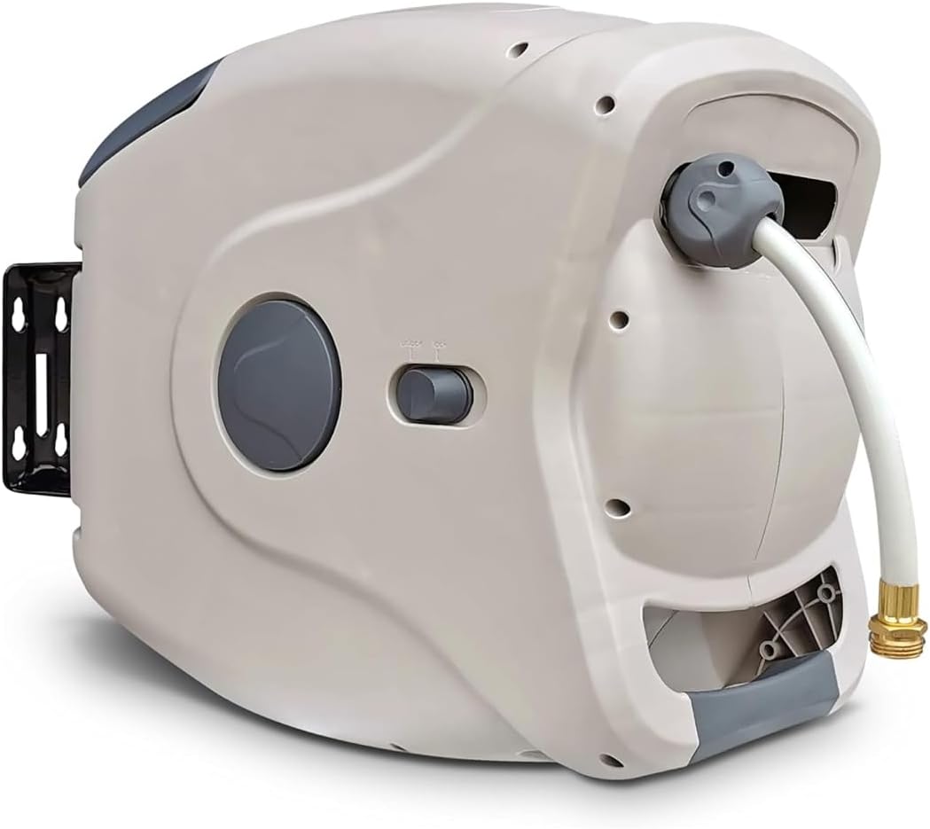 100ft Retractable Hose Reel 5/8 | Automatic Retractable w/Wall Mount | Easy to Assemble Reel w/Flexible Swivel Mount | (100ft.)