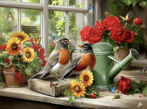 Sunsout Window Sill Perch Rompecabezas de 1000 piezas para adultos - Tamaño terminado: 20" x 27" por el artista John Stewart miniatura 3