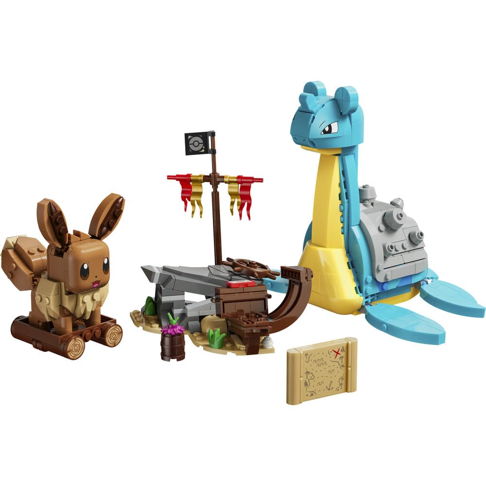 LEGO Pokémon SMART Play: Eevee i Lapras — poszukiwanie skarbów 72162 | Interaktywna zabawka z figurkami Pokémonów z klocków, zestaw kompatybilny, prezent dla dzieci 8+, 3 SMART Tagi, 623 elementy