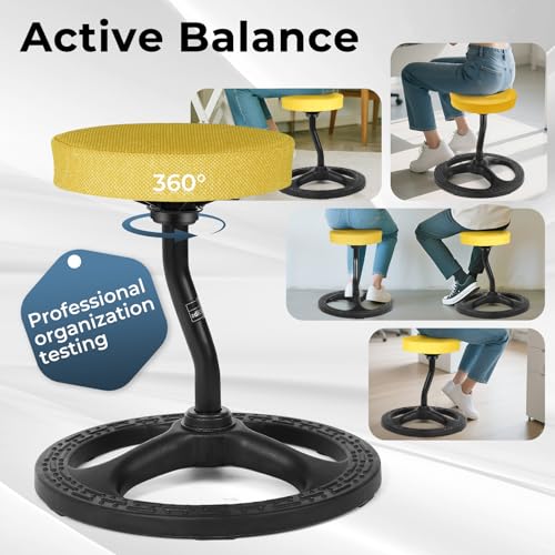 Image of ADHD Chair for Kids, Yoga Chairs for Adults, Wobble Stool Active Flexible Seating Desk Chair with Non-Slip Base and Washable Seat Cover for Stability, Balance, Yoga, Office, School, Classroom