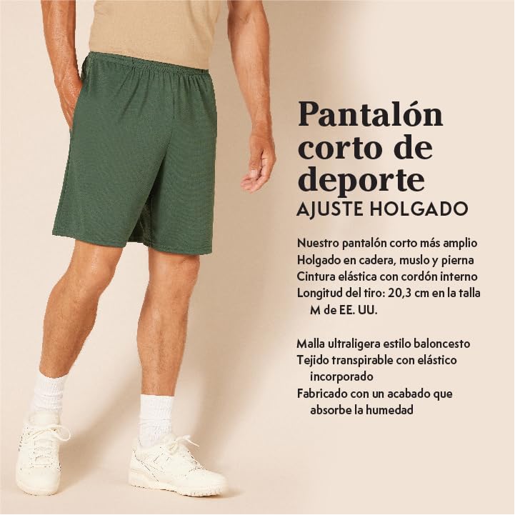 Miniatura 2 de Amazon Essentials Pantalones Cortos Deportivos de Baloncesto, Holgados, Cintura Elástica, Transpirables, Absorben la Humedad Hombre, Paquete de 2