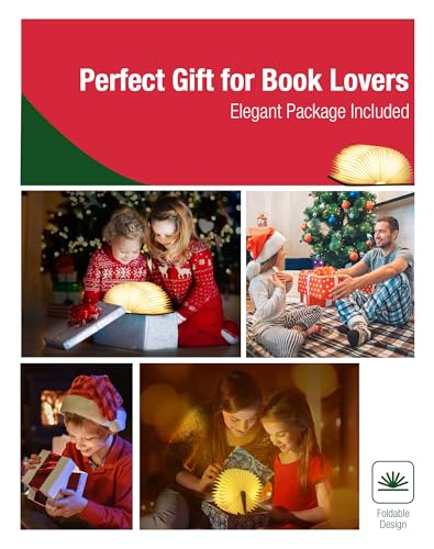 Image of 5.7 Inch Wooden Book Lamp - Portable Folding LED Book Light for Reading, Home & Library Decor, Unique Gift for Book Lovers, Magnetic Night Light (Walnut)