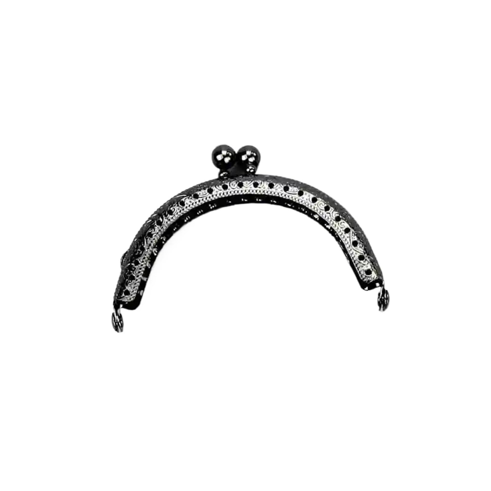 PVUVTNAHW 5Pcs 8.5CM Size Double Bead Semicircular Metal Purse Frame Kiss Clasp Clutch DIY Bag Accessory(Gunblack)