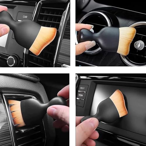 Image of Car Interior Cleaning Brush Set, Soft Microfiber Duster with Ergonomic Handle, Car Cleaning Brush with Handle Wet & Dry Car Washing Brush Ideal Car Accessories (Brush Combo)