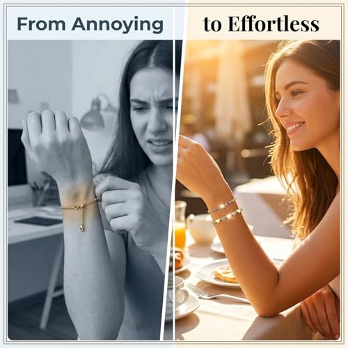 JZZ 2 Pcs Adjustable Tennis Bracelets for Women,14K Gold Plated Cubic Zirconia Stackable Dainty Bracelets Jewelry Gift - image 5