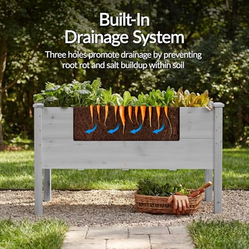 Image of Best Choice Products 48 inch x 24 inch x 30 inch Raised Garden Bed with Extra Deep 16 inch Depth, Elevated Wood Planter Box Stand for Backyard, Patio, Balcony, Natural Fir Wood - Gray