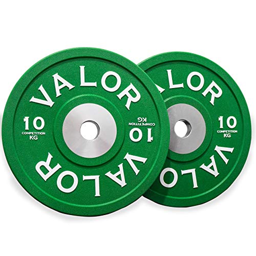 Valor Fitness BPKG Kilogram (KG) Poly Urethane Bumper Plates for Olympic Weight Lifting - Color Coded to Meet IWF Standards, Multiple Weight Plates Options Available