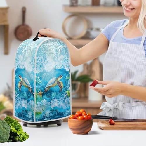 Image of Talayituse Turtle Starfish Coral Print Blender Dust Cover, Fingerprint Protection Cover for Stand Mixer or Coffee Machine, Home Kitchen Appliance Covers for Stain Dust Resistant Supplies
