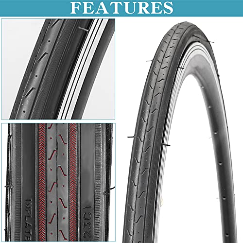Simeiqi 700X23C Road Bike Tires 2 Tubes 2 Levers 2 Rim Strips And 8 Pcs Gluless Patches Kit City Bike Tires(700X23) #TOP4