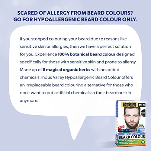 Indus Valley 100% botanical Hypo Allergic Beard Color for Men, Men's Natural Beard Hair Coloring Kit, Amonia & PPD Free Made up of 8 Organic Ingredients, Vegan Free (100g+ 15ml)(Black) - Image 6