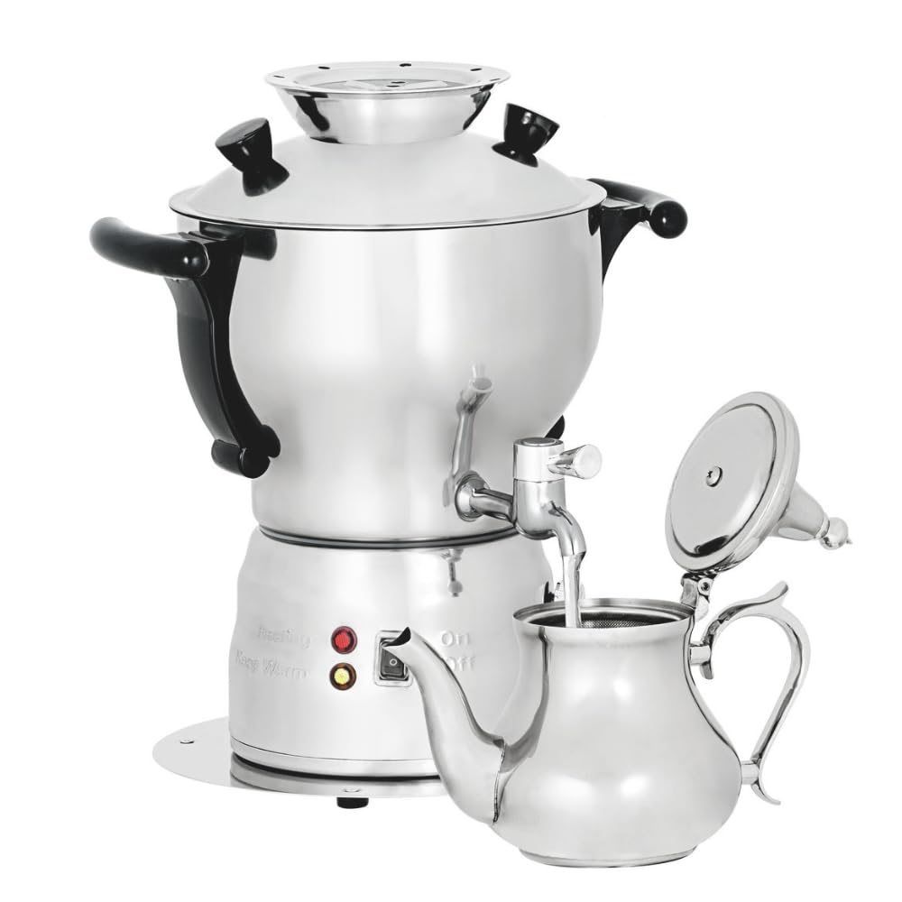MBH - Samovar Profesional 3L para Hostelería. Hervidor de Agua Industrial con Tetera de Acero Inoxidable