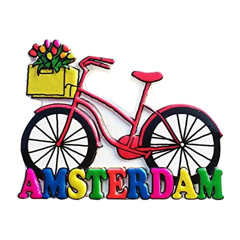 Amsterdam Holland 3D Bicycle Souvenir Fridge Magnet Gift,Handmade Home & Kitchen Decoration Amsterdam Refrigerator Magnet Collection Cover