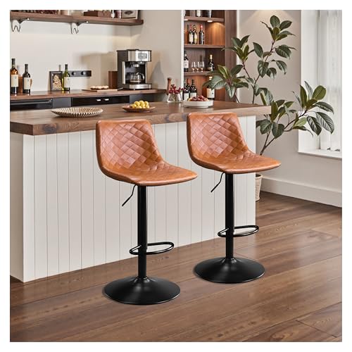 STOOLINK Barhocker 2er Set Höhenverstellbar Barstuhl mit Mikrofaser-Leder, Küchenhocker mit Lehne,...