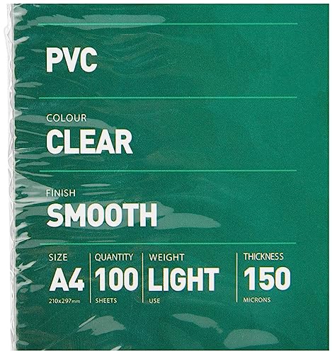 Fellowes PVC Deckblatt für Plastikbindung und Drahtbindung - Stärke 150 Mikron - transparent - Format DIN A4 - Packung mit 200 Stück