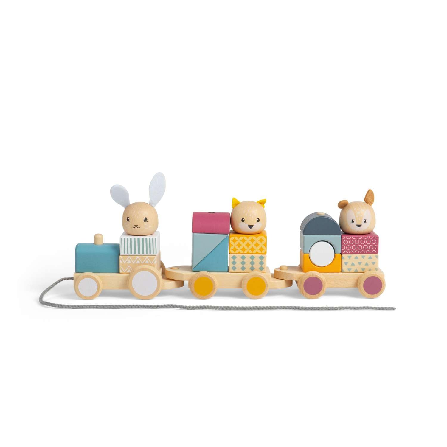 Bigjigs Toys FSC Certified Wooden Pull Along Train, Animal Passengers