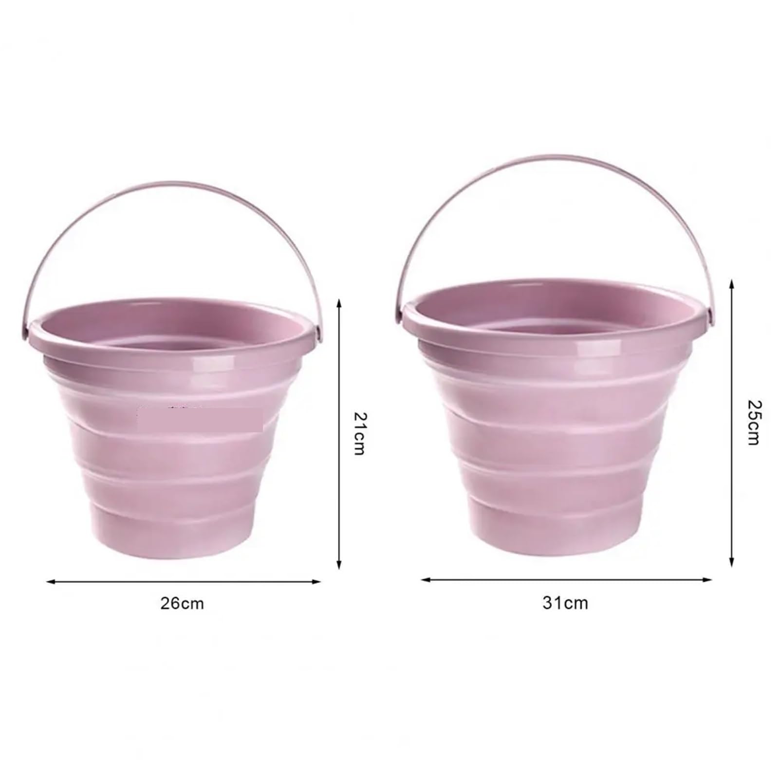 Secchio pieghevole for esterni da 3 pezzi, maniglia portante di grande carico, foro for appendere, campeggio portatile, secchio for biancheria picnic Per La Pesca Campeggio(Pink L)