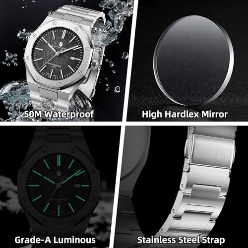 Image of Sapphero Watches for Men Waterproof Luminous Watches with Date Dial Chronograph Analog Quartz Movement Steel Stainless Business Wrist Watches Mens Gifts