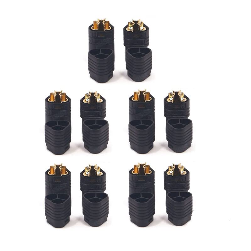 YUNIQUE GREEN-CLEAN-POWER - 5 Pairs of MT60 3.5mm Male-Female Connectors for RC Lipo Modeling | Connectors for RC Lipo modeling batteries, Color Black Nickel Metal
