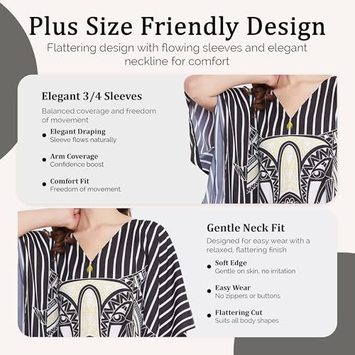 Image of Oussum Women Long Maxi Plus Size Polyester Kaftan Gown, Womens Kaftan Dresses Lounge Resort Wear, Plus Size Kaftan