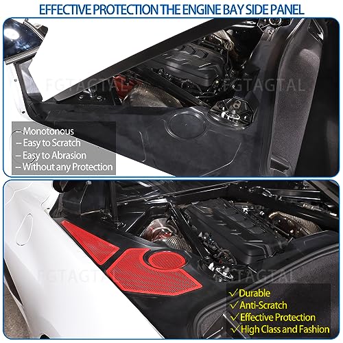 Image of Engine Bay Side Panel Cover Trim Compatible with Chevrolet Corvette C8 2020-2026, Rear Engine Covers, Engine Compartment Side Panel Decoration Accessories 5Pcs (Red)