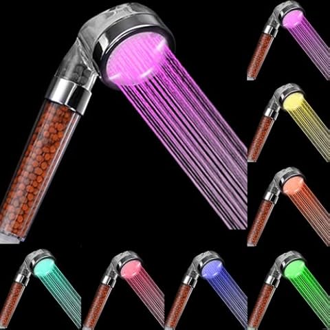 Rovtop High Pressure Water Saving 7 Colors Changing Light Handheld High Pressure Spa Shower Head Cover