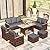 MELLCOM 7-Piece Patio Furniture Set, Outdoor Wicker Chairs with Ottomans, 3-Seat Sofa, Loveseat & Dining Table, All-Weather Patio Conversation Set with Water-Resistant Cushion & High Back for Backyard