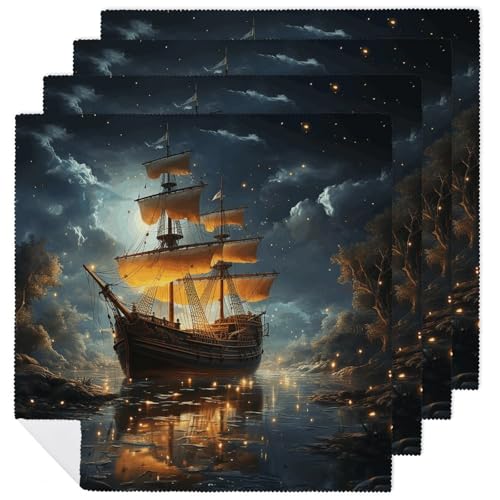 Servilletas de tela reutilizables con estampado Ship and Stars miniatura 1