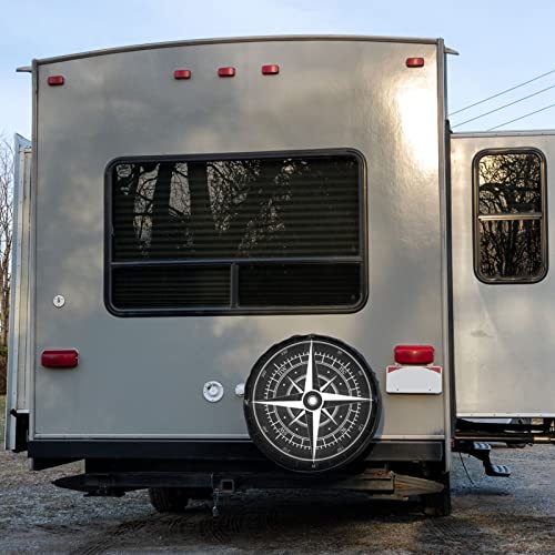 Image of Delerain Compass with Wind-Rose Spare Tire Covers for RV Trailer SUV Truck and Many Vehicle, Wheel Covers Sun Protector Waterproof (15 Inch for Diameter 27 inch-29 inch)