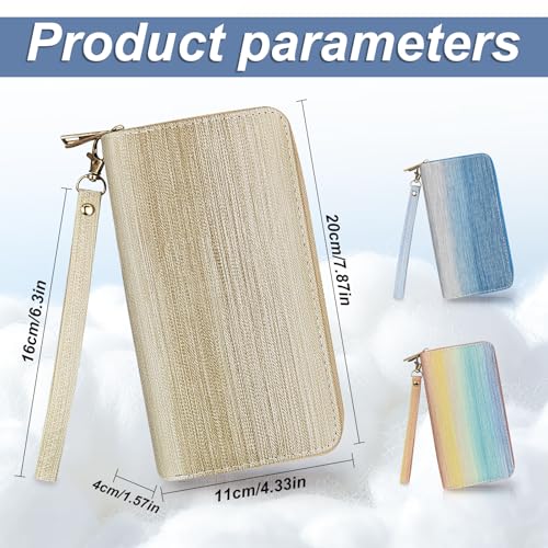 Clutch Wallet for Women, Gradient Color Multi Slot Women's Wallet with Double Zippers and Detachable Wristband2
