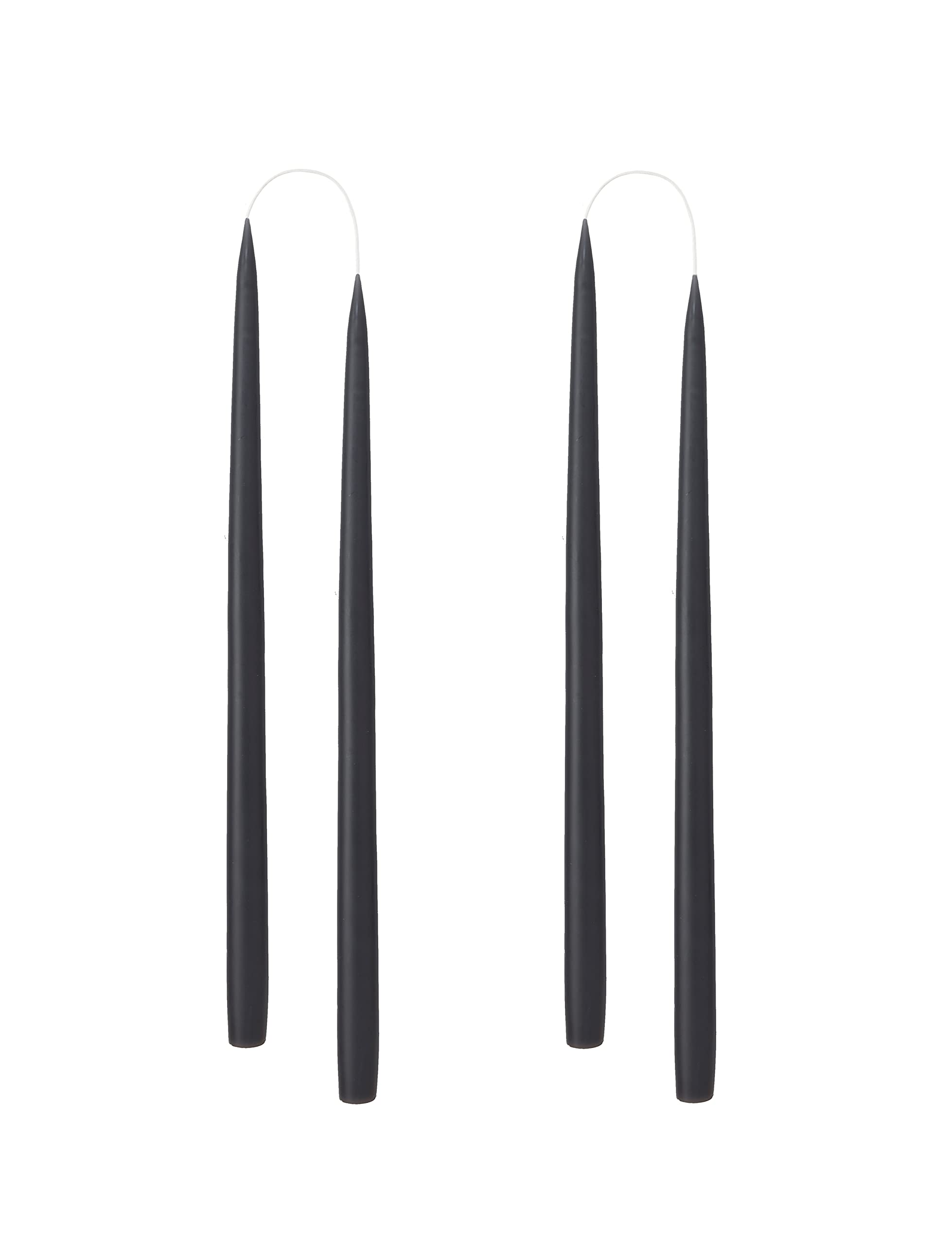 Kunstindustrien® Tapered Candles, Made in Denmark, 42 Colours Available, Dripless & Smokeless Dinner Candles, Solid Candles Long Burning 15 Hours, Unscented Candle Gift Set, 4pcs. 2.2 x 35cm (Black)