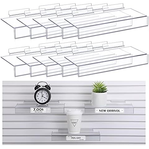 Fumete 10 Pack Clear Acrylic Slatwall Shelves Cover