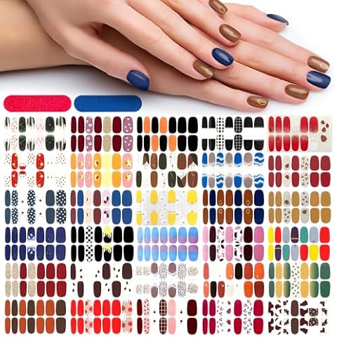 DANNEASY 30 Sheets Nail Polish Strips Full Nail Wraps for Women Gel Nail Strips Self Adhesive Nail Polish Stickers Stick On Nails Fingernails Manicure Sticker Nail Art Accessories with Nail File Cover