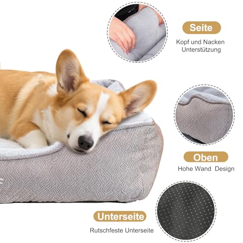 JOYELF Hundebett Waschbares beruhigendes Katzenbett, Anti-Angst-Hundebett & Sofa, süßes Flauschiges Haustier-Couchbett für Welpen, Kätzchen, kleine Hunde und Katzen - kleines Rechteck