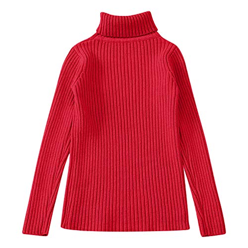 Kids Girls Turtleneck Cable Knitted Pullover Sweaters Solid Color Knitwear Soft Jumper Tops