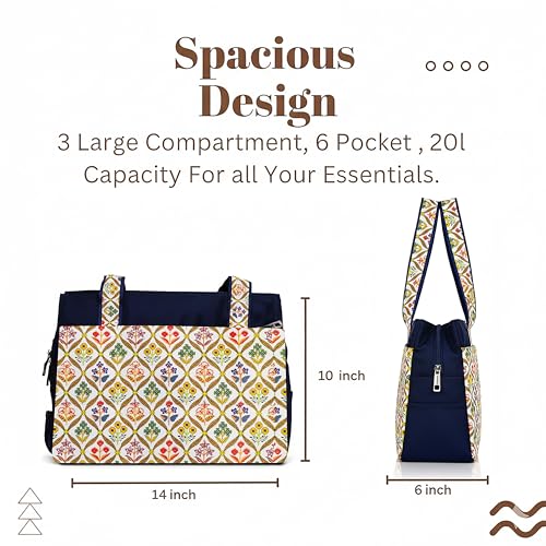 Image of Printed Handbag for Women | Office Bag | Stylish Bag for Office Use | Nylon Large Shoulder Bag 20 Liter | Stylish Tote for Office Use | Purse for Women | Vegan Handbag | Daily & Travel Use