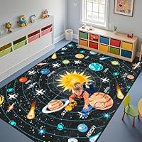 Space Rugs Galaxy Area Rugs for Boys Room Educational Learning Solar System Planet Rugs Home Decor Living Bedroom Dining Room Indoor Outdoor Crystal Polyester Floor Sofa Mats, Small Large Size