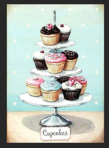 Cupcakes retro vintage metal tin sign wall plaque kitchen home gift cakes party (A4 (200x280mm) Approx)