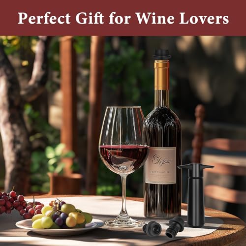 Philorn Wein Vakuumpumpe mit 4 Stopfen, Wein Vakuumpumpe und Weinverschluss, Weinpumpe Stopfen zur Aufbewahrung von Wein verwendet, Wiederverwendbarer Weinpumpe Hält Wein Frisch