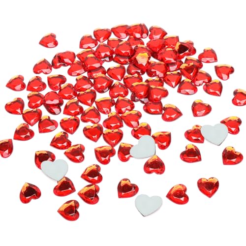 200 Piezas Corazones Decorativos Acrílicos 12mm, Strass Rojo para Decoración Mesa Boda, Confeti Corazón & Aniversario Rubí, Cristales Rojos para San Valentín, Cumpleaños, Fiesta, Manualidades DIY