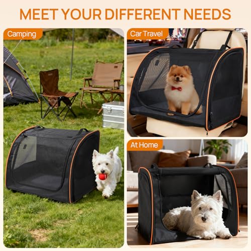 Dog Car Seat, Enclosed Carrier for Pets Travel Safety Dog Crate Soft-Sided Covered Car Kennel Carrier for Backseat for Medium Dogs - Image 7