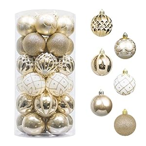 Valery Madelyn Christmas Ornaments Set, 30ct White and Gold Shatterproof Christmas Tree Decorations Ball Ornaments Bulk, 2.36 Inches Elegant Hanging Ornaments for Xmas Trees Holiday Decor Valery Madelyn Christmas Ornaments Set 30ct White and Gold Shatterproof Christmas Tree Decorations Ball Ornaments Bulk 236 Inches Elegant Hanging Ornaments for Xmas Trees Holiday Decor