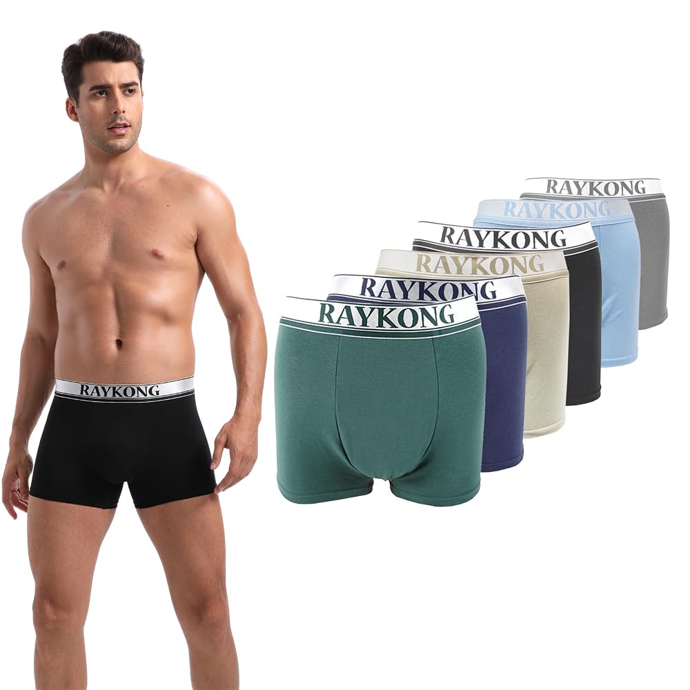 RAYKONG Calzoncillos bóxer para Hombre de 95% algodón Ropa Interior cómodo Transpirable Pack de 6 (Color Variado)