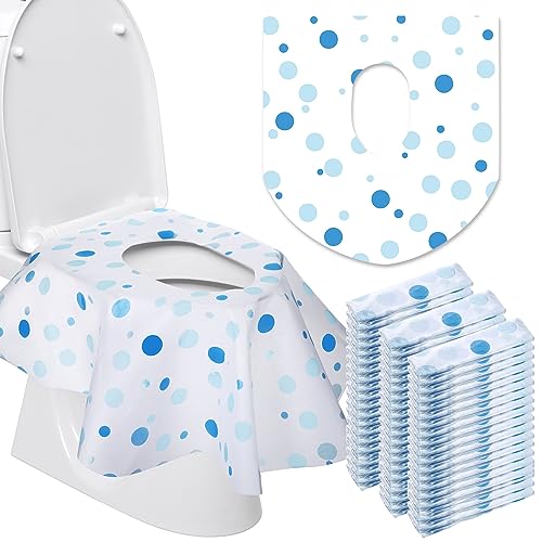 Image of 50 Packs Disposable Toilet Seat Covers Extra Large Individually Wrapped for Kids and Adults, Portable Non Slip Waterproof Potty Seat Covers for Toddlers Potty Training, Travel (Dot)