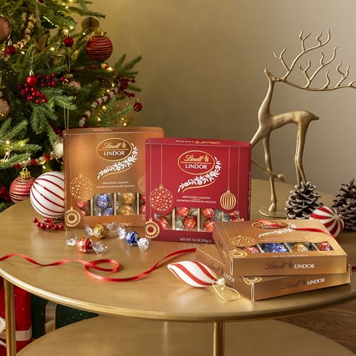 Image of Lindt LINDOR Assorted Chocolate Candy Truffles Modern Gift Box, Assorted Chocolate Candy with Smooth, Melting Truffle Center, 7.6 oz.