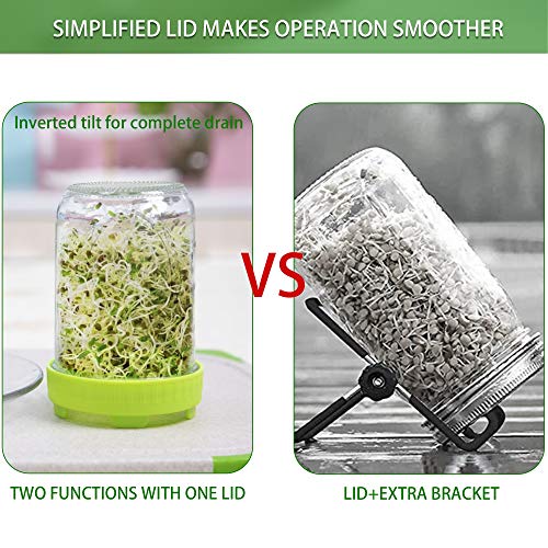 HCDMRE Sprouting Lids,6 Pack Plastic Sprout Lid for Wide Mouth Mason Jars, Easy Rinse and Drain Sprouting Screens for Growing Bean Sprouts, Broccoli, Alfalfa, Salad Sprouts,Yellow