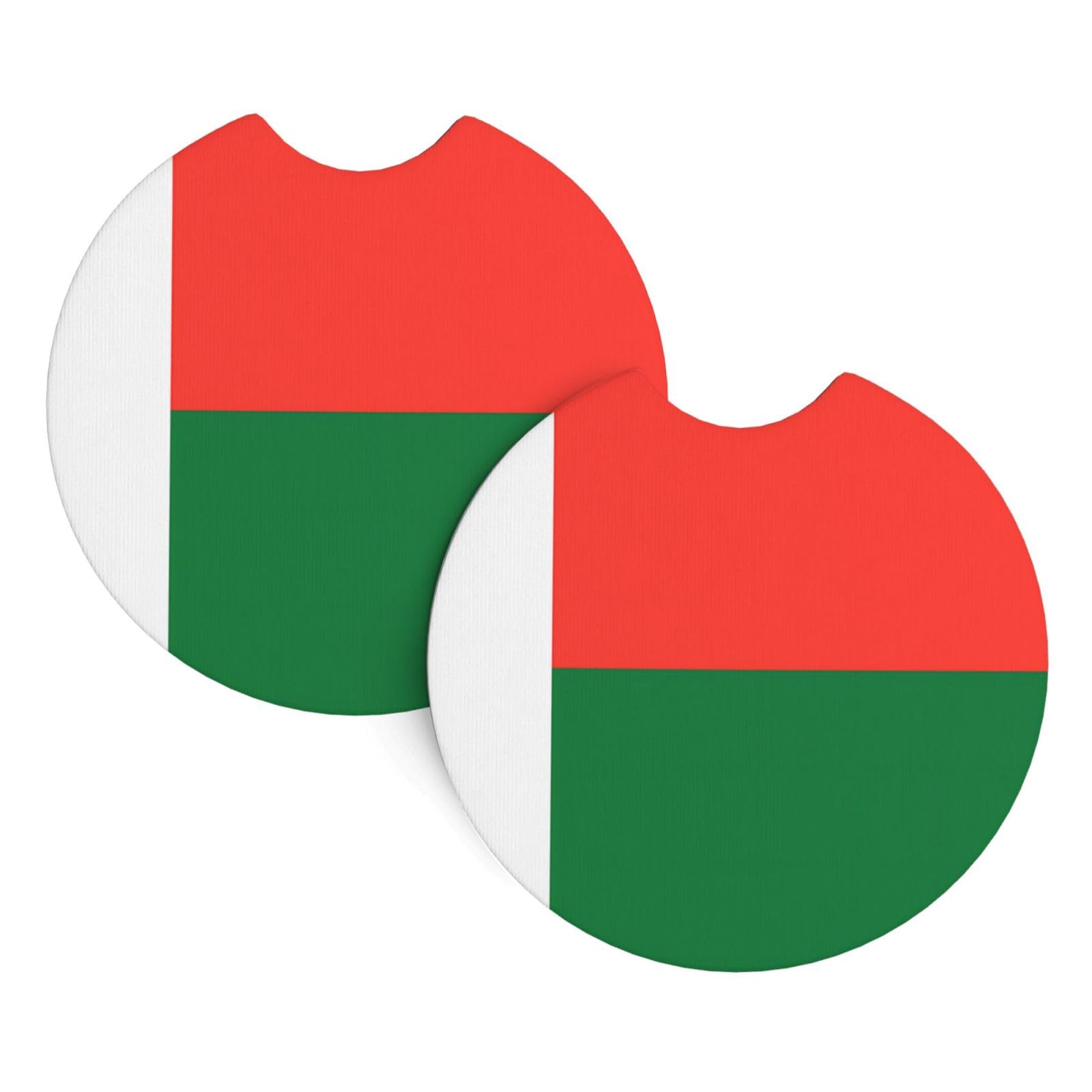 Flag of Madagascar Car Interior Cup Holder Pad 2 PCS Car Coasters Scratch-resistant Odorless for Most Cars