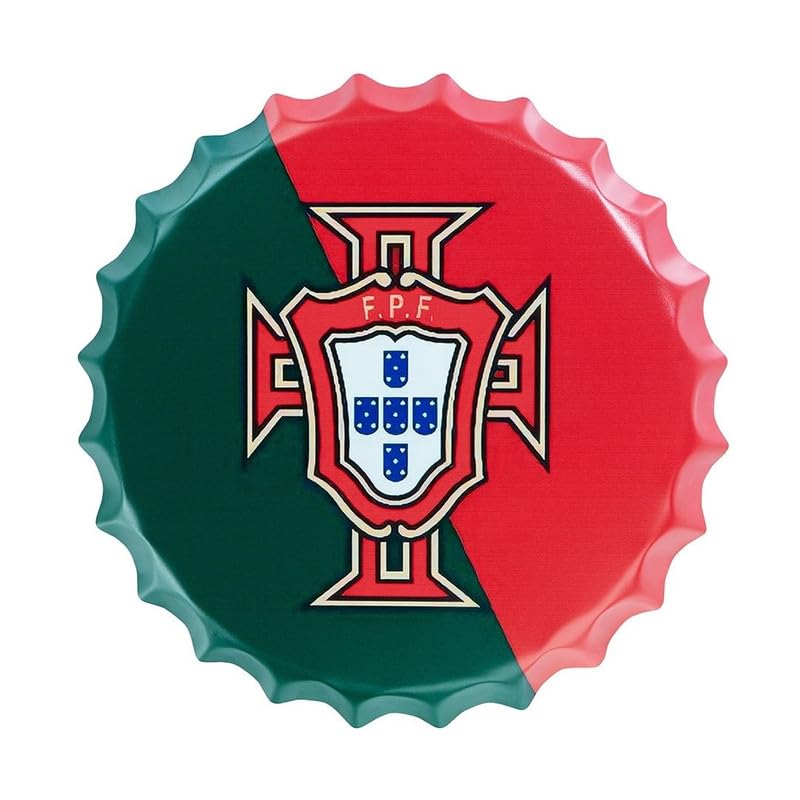 Image of EAZYWAGON Decorative Metal Bottle Caps Wall Sign Plates - 14X14 Inches - Portugal FPF | Metal Wall Hanging Bottle Cap for Home, Farmhouse, Bar & Cafe Decoration | Vintage & Retro Look Plaques